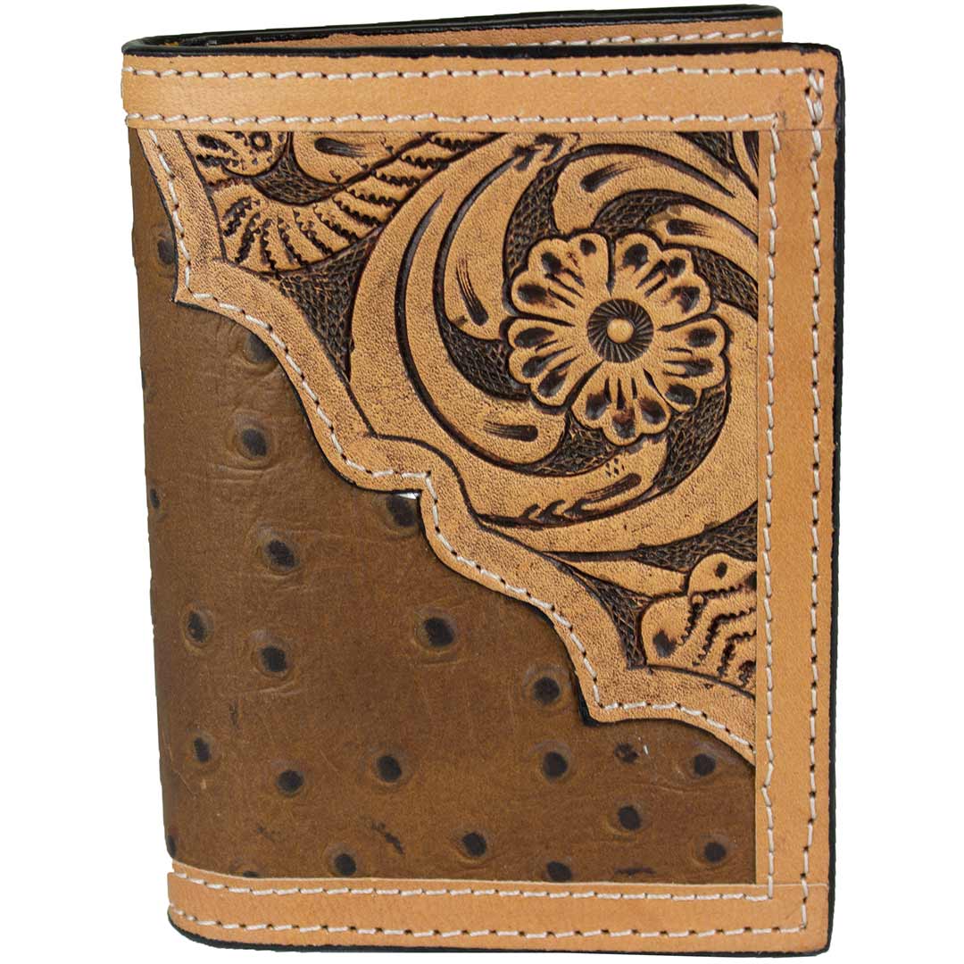 Budd Leather Genuine Ostrich Trifold Wallet - Budd Leather