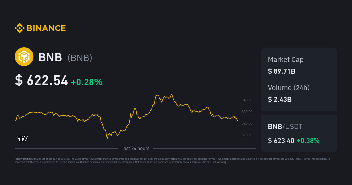 BNB to USD Price today: Live rate BNB in US Dollar