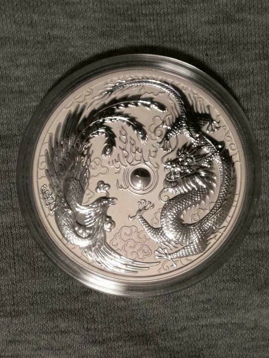 DRAGON & PHOENIX - 1 oz Pure Silver BU Coin in Capsule - Perth Mint - The Coin Shoppe