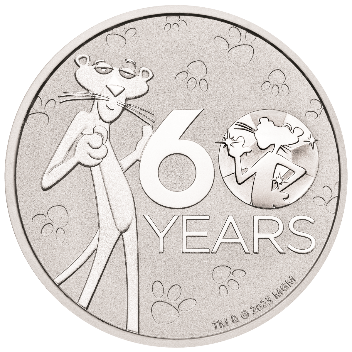 $1 Pink Panther 60th Anniversary 1oz Silver Tuvalu Coin in Card