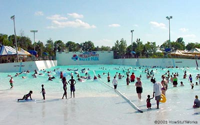 The Wave Pool - Splash pad. Full length seating - Leisure Pools USA