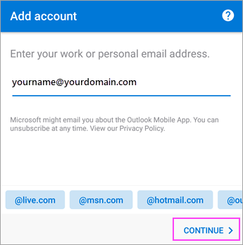 Configure my Exchange mail in Outlook for Android - Combell support