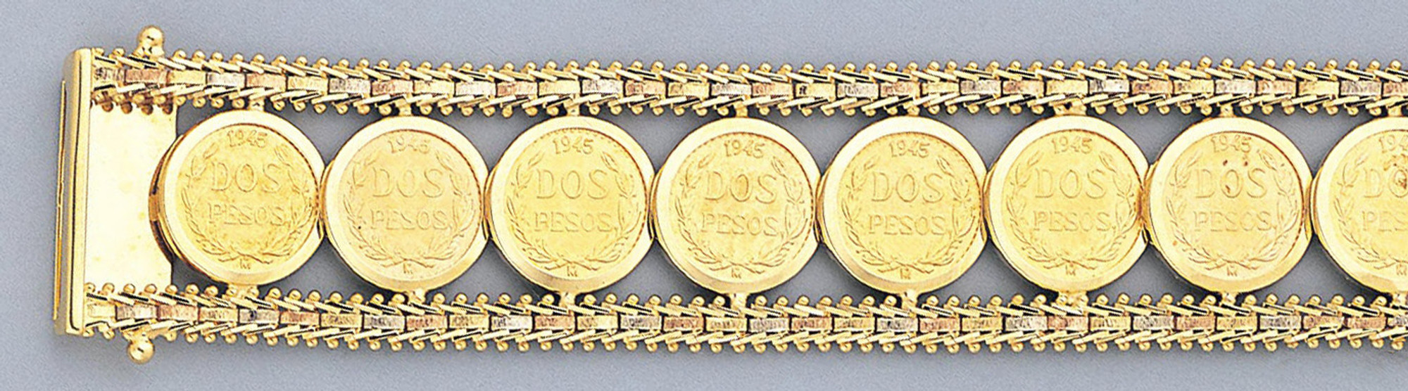 MEXICAN DOS PESOS GOLD COIN BRACELET in United States