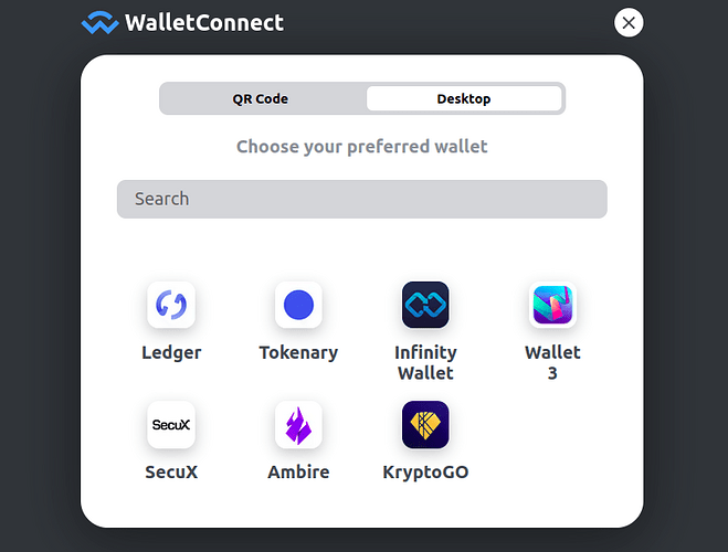 Login with Metamask and WalletConnect.