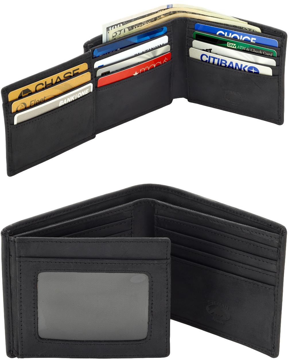 RFID Bifold Flip Up ID Wallet