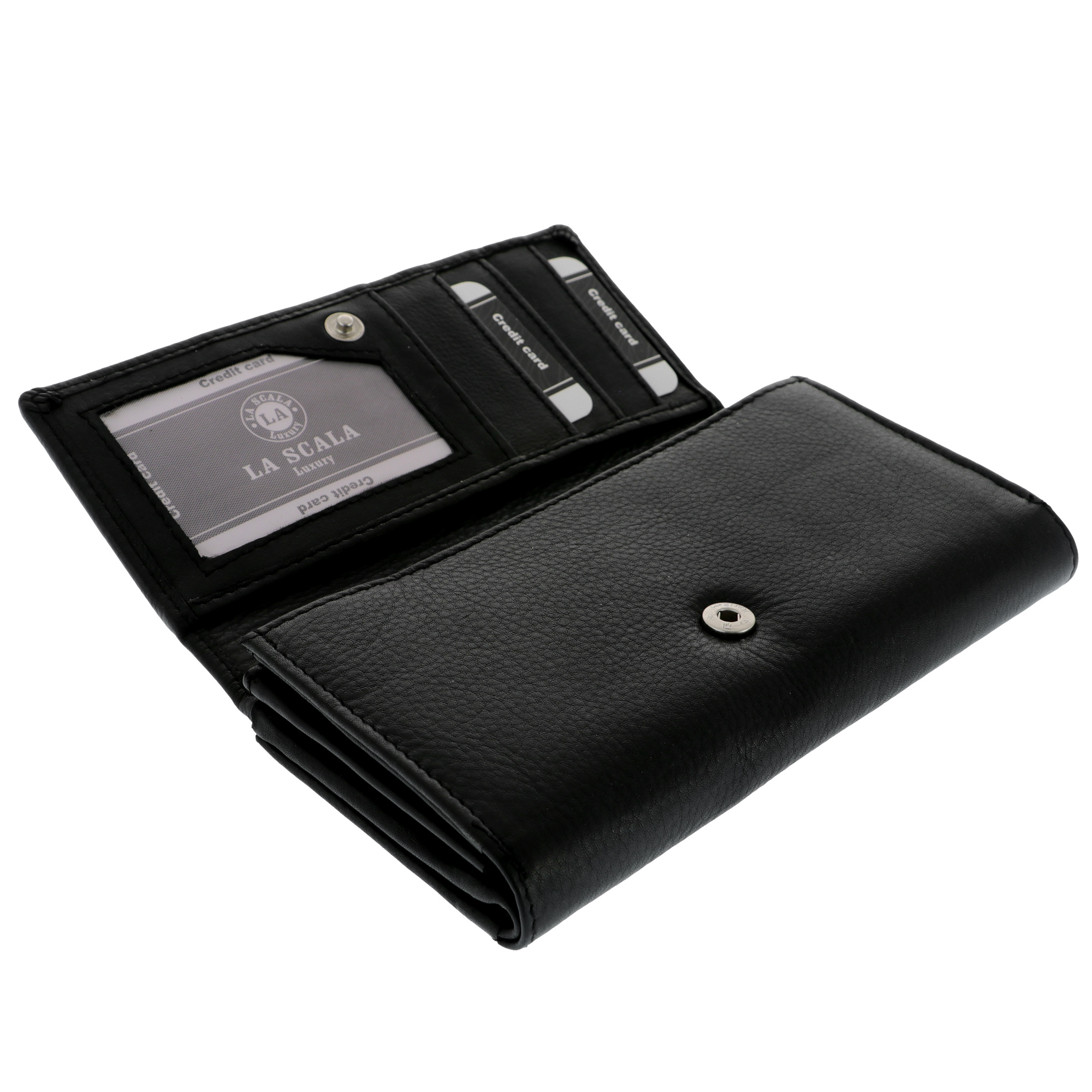 Women's Black Leather La Scala Wallet