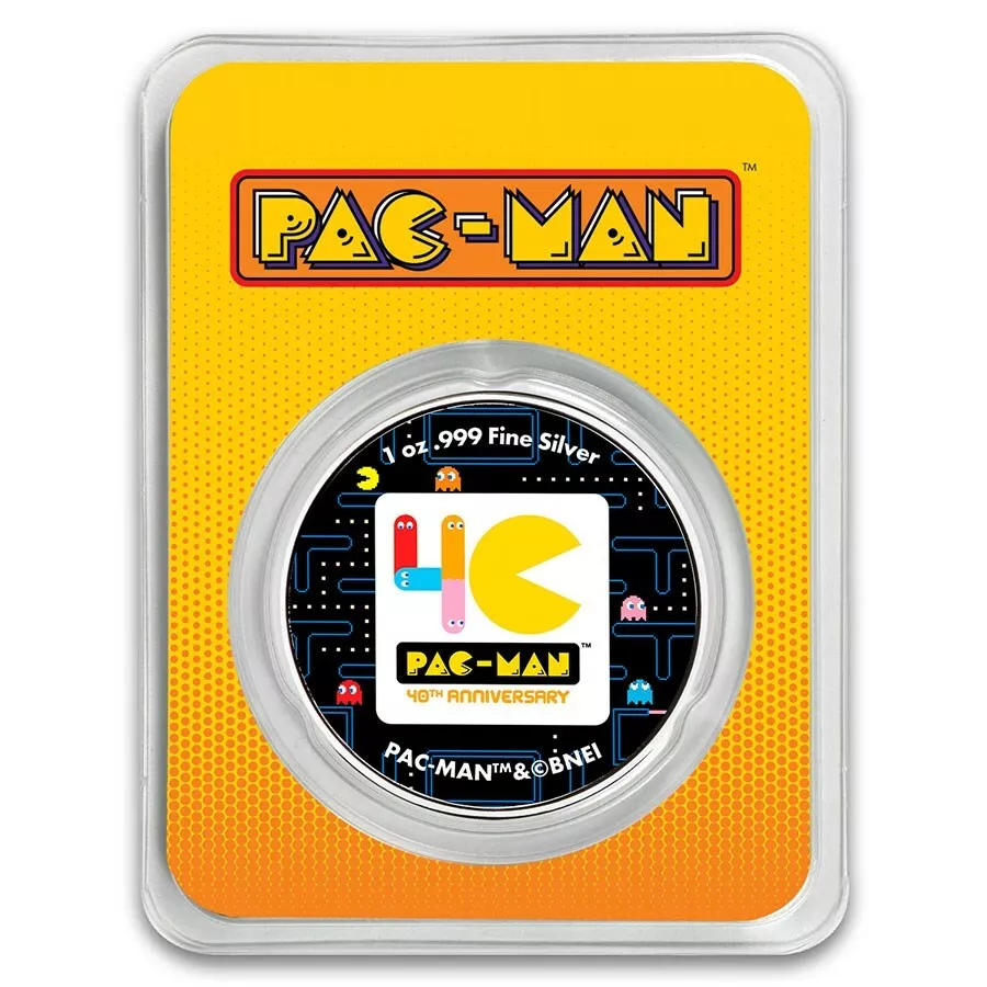 PACMAN 1 Oz Coloured Silver Coin 2$ Niue 