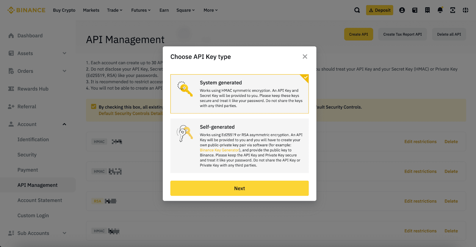 How to create and set up Binance API key