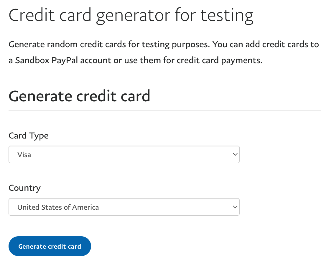 Where can I find test credit card numbers? | PayPal GB