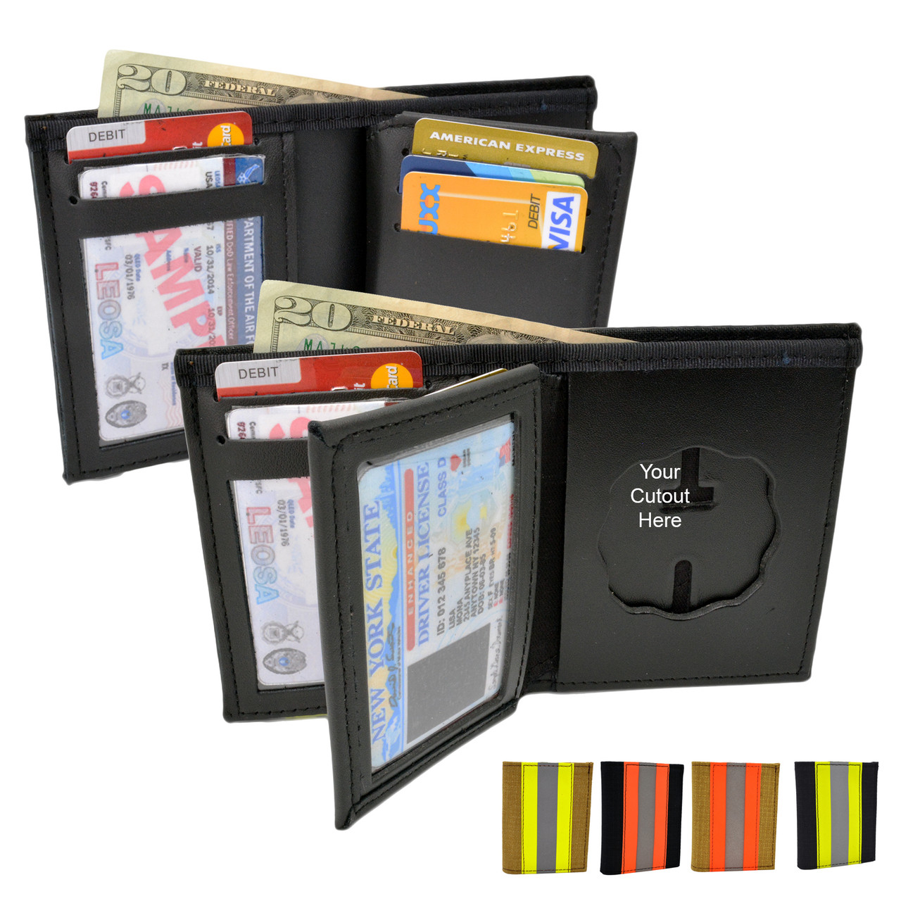 Rolfs Police Badge Wallet Bifold RFID Full Grain Leather Law Enforcement, Black – CEM Instrumentos