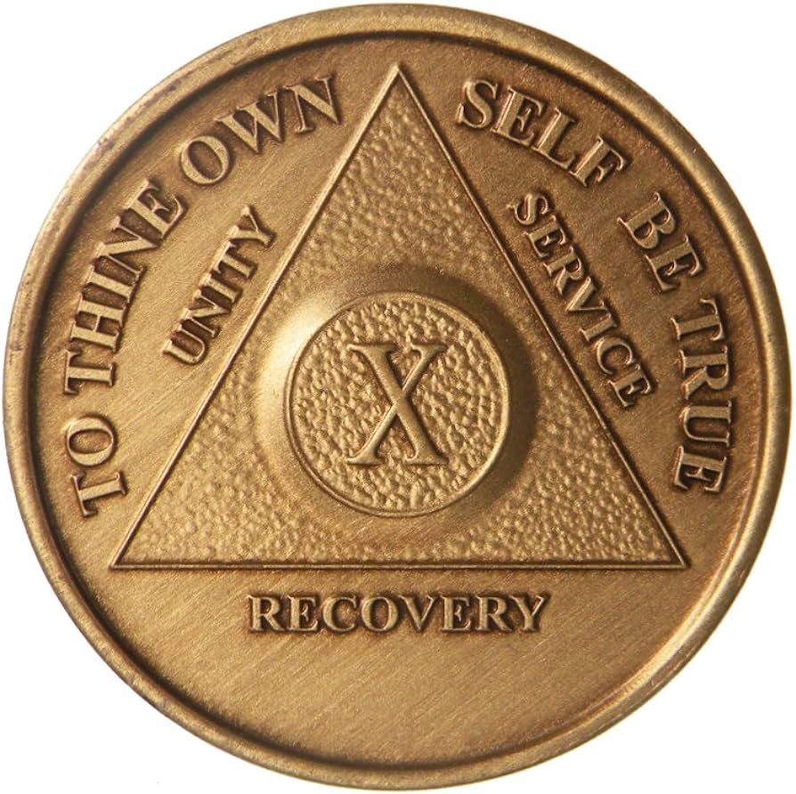 10 Year AA Medallion Elegant Black Gold Plated Sobriety Chip – RecoveryChip