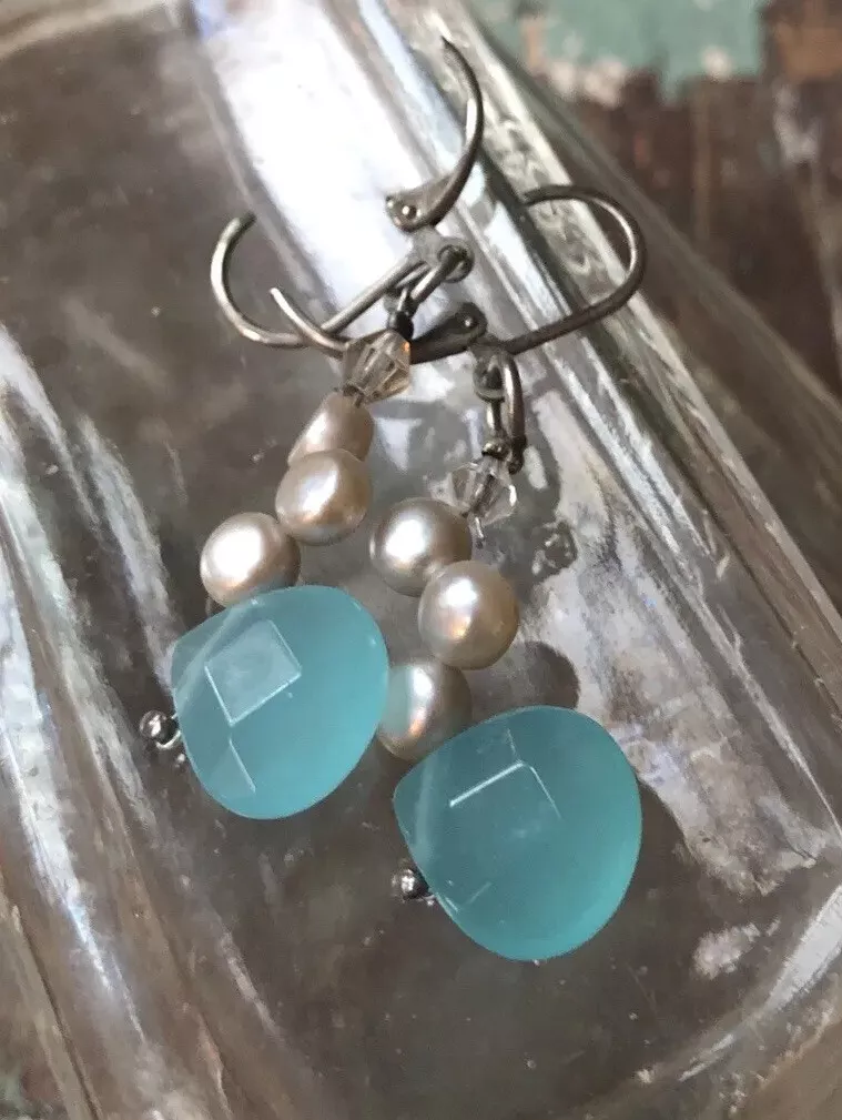 Blue Mother of Pearl Earrings | Laura Stark Designs