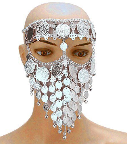 Silver coin face veil chain | ShopLook