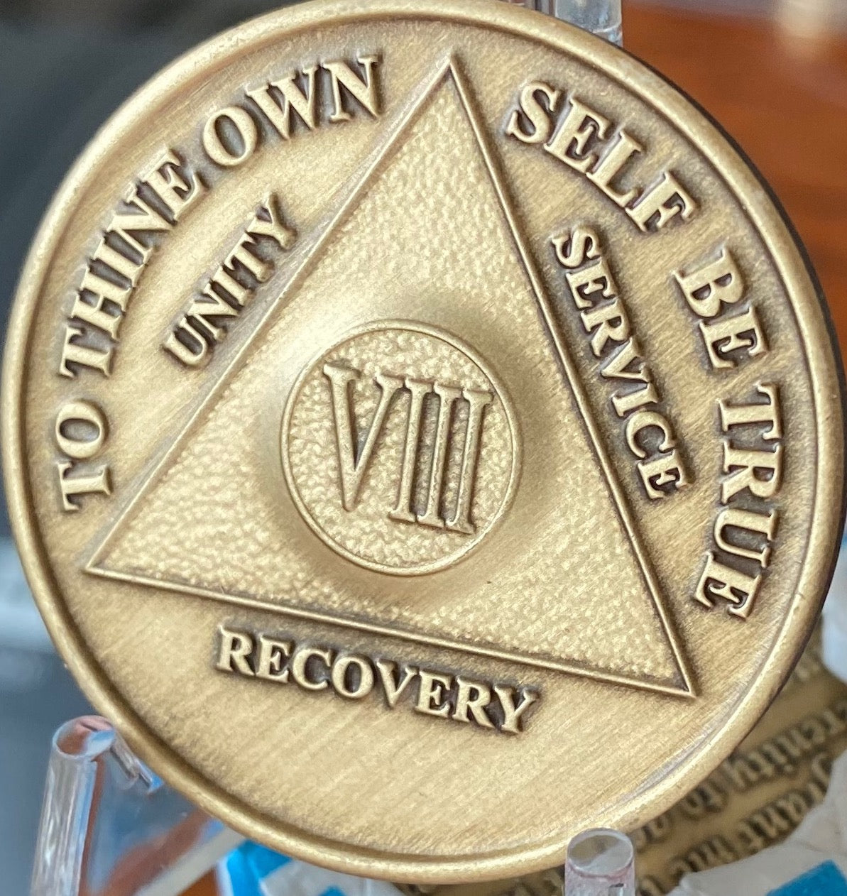 8 Year AA Founders Medallion Blue Tri-Plate Sobriety Chip – RecoveryChip