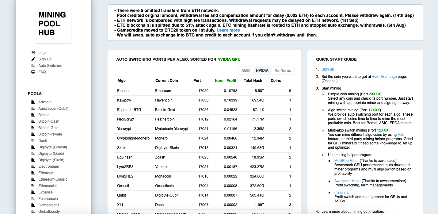 Mining Pool Hub Monitor