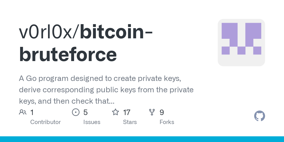 GitHub - Levitara26/Btcbf: Bitcoin private key brute force tool… by Levi Evans