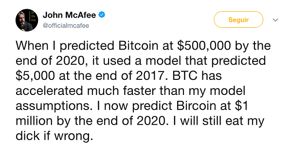 Bitcoin Price Will Hit $1 Million by Says John McAfee