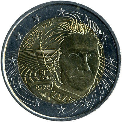 France Simone Veil 2 euro coin! - ecobt.ru