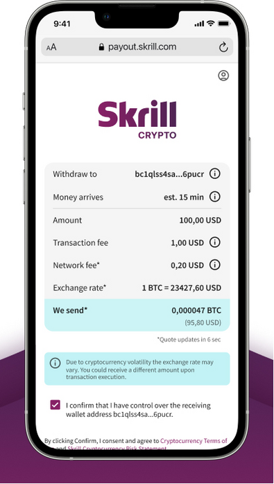 Withdraw to crypto | Skrill