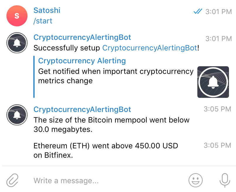 Telegram Bot For Bitcoin & Crypto Notifications - Cryptocurrency Alerting