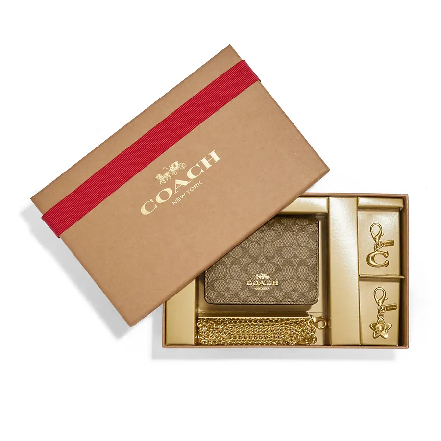 Coach F Boxed 3-in-1 Wallet Gift Set In Signature Canvas Black Ox – Balilene