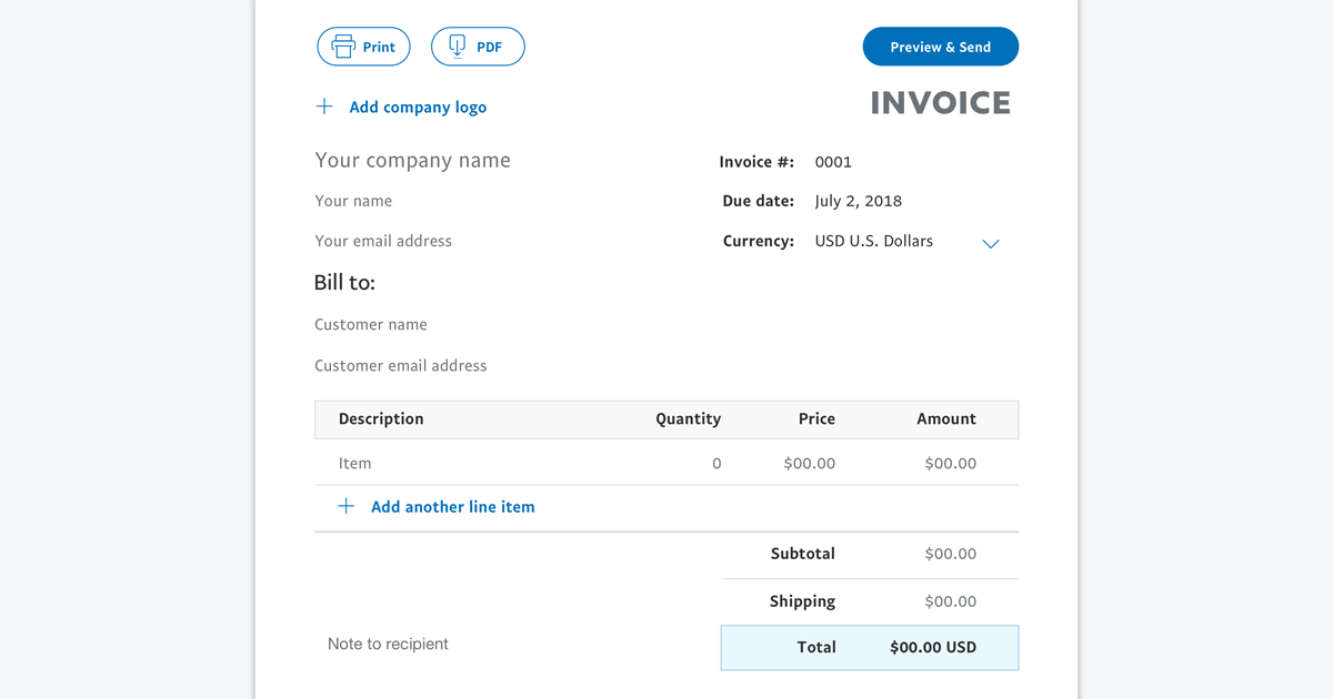 Invoice Template | Free Invoice Generator | PayPal