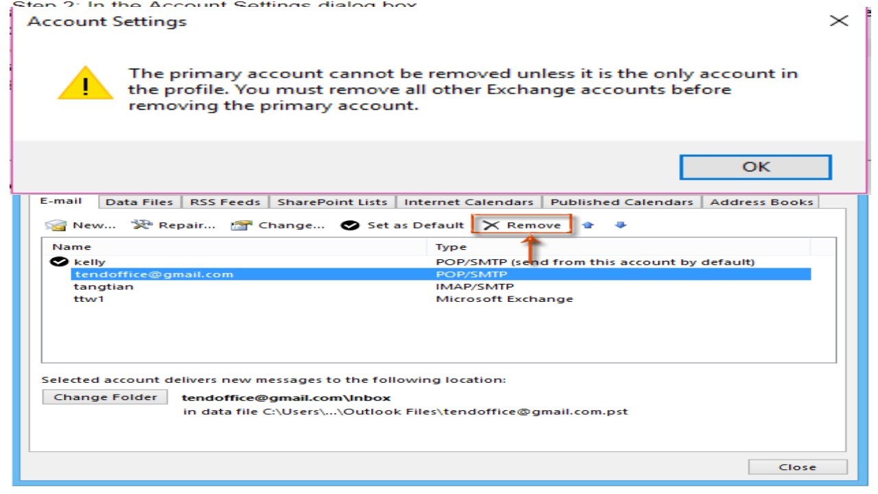 How to Remove the Primary Account from Outlook
