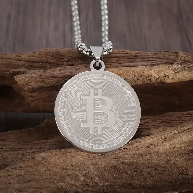Bitcoin Iced Out Style Pendant in Sterling Silver (PE)