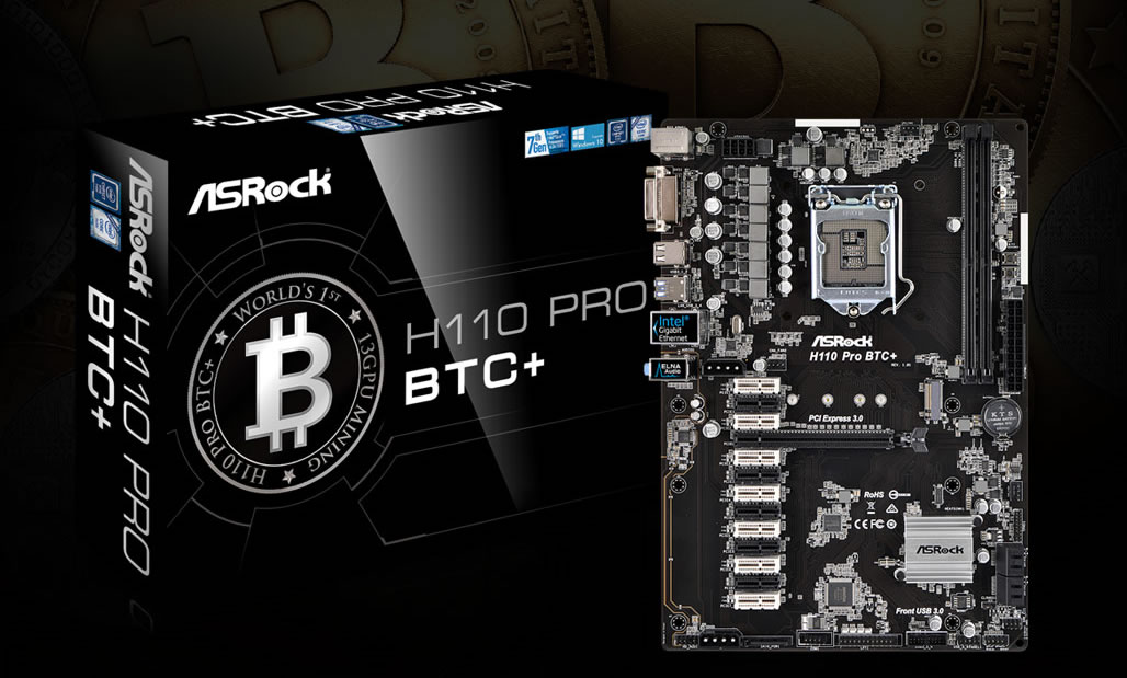 ASRock H Pro BTC+ 13x PCIe Mainboard Mining+CPU Celeron G