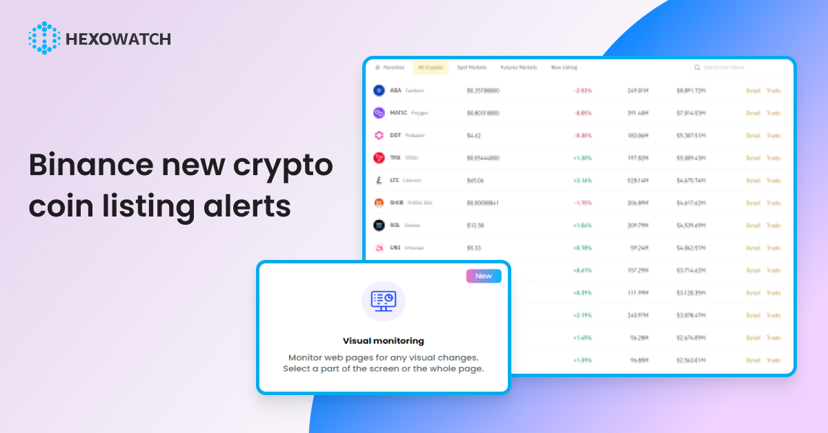 Binance New Listings - Cryptocurrency Alerting