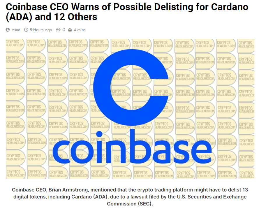 Here's Why Cardano Community Is Dissatisfied with Coinbase