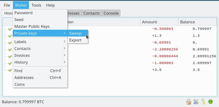 Importing private keys into Electrum wallet - Sweep core and paper wallet