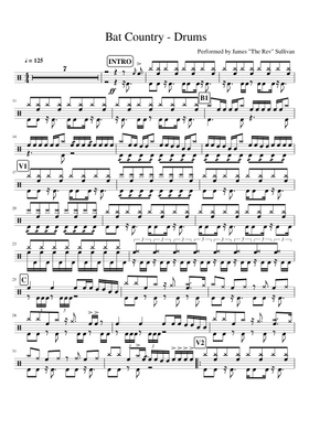 Bat Country Sheet Music | Avenged Sevenfold | Drums Transcription