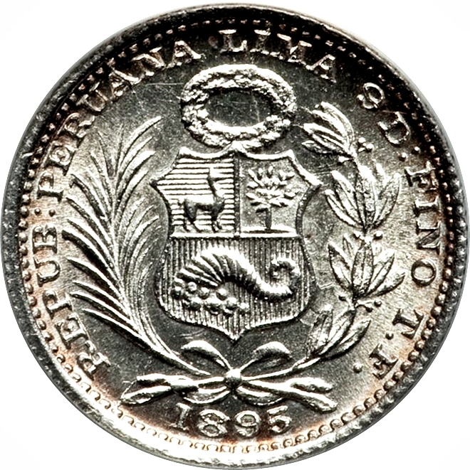 Dinero: coin from Republic of Peru (); 1/10 sol