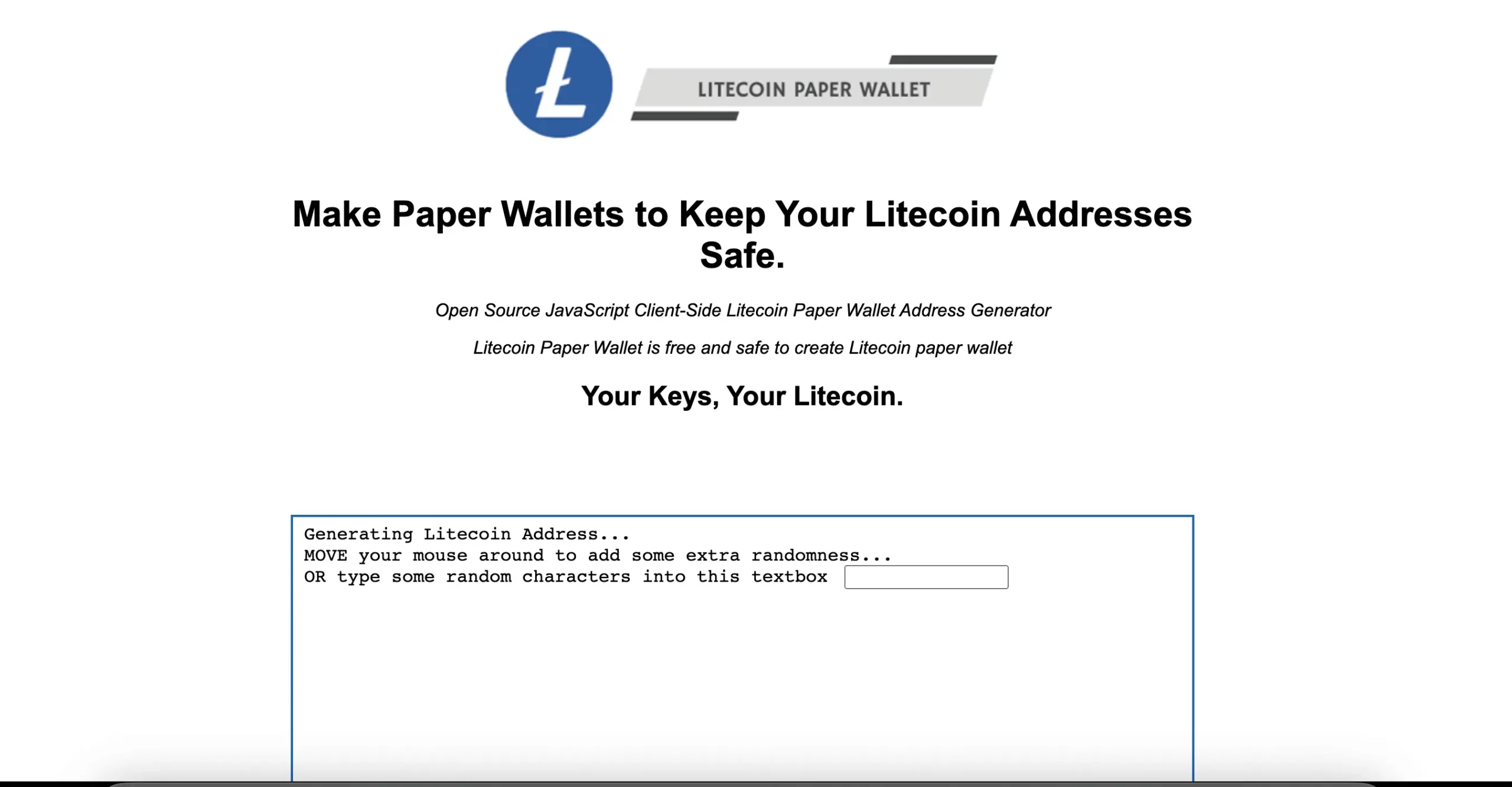 Creating Litecoin paper wallet | Tokenexus