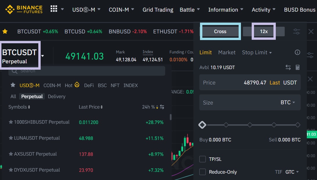 Binance Futures risk and position size calculator