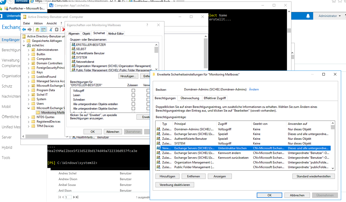 MS Exchange: Check and recreate Exchange health mailboxes | GOLINE