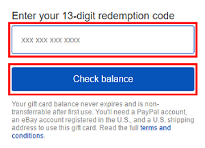 How do I check my eBay card balance