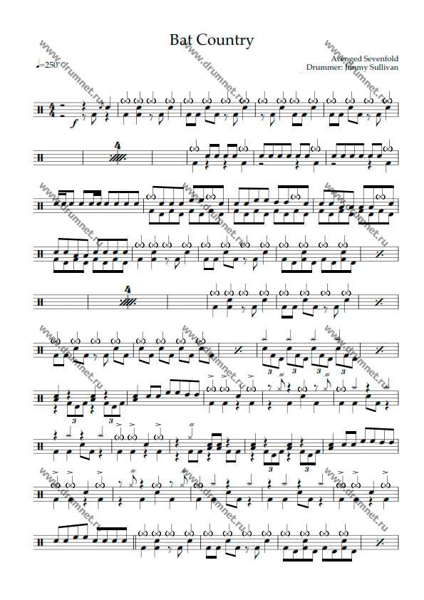 Bat Country - Avenged 7 Fold - Drum Transcription