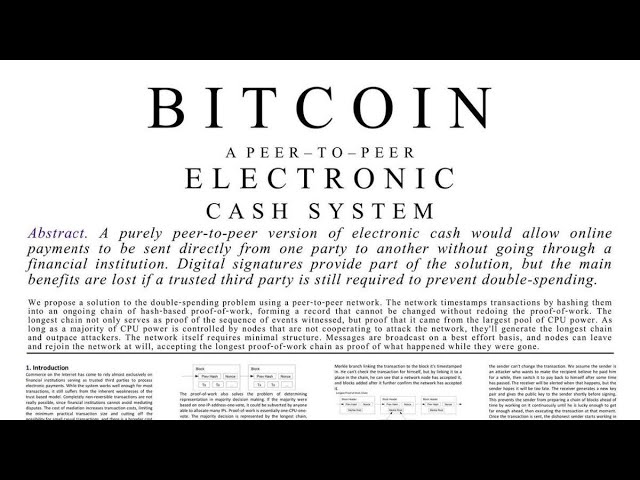 Bitcoin: A Peer-to-Peer Electronic Cash System: Abstract | Saylor Academy