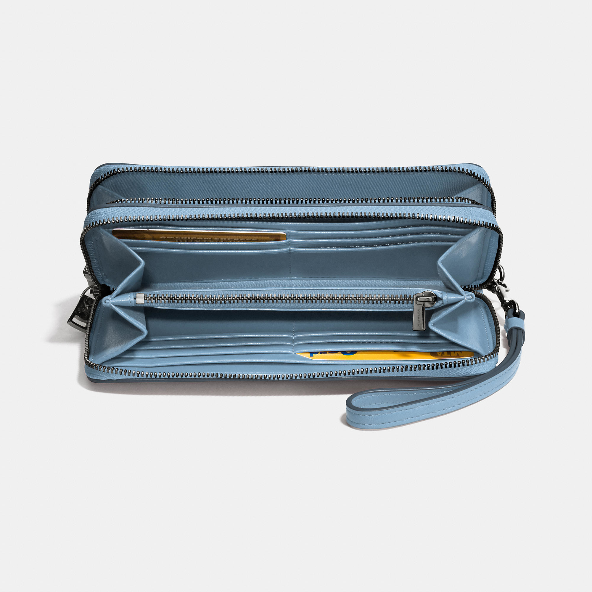 Blue and black saffiano leather zip-around card case | Marni