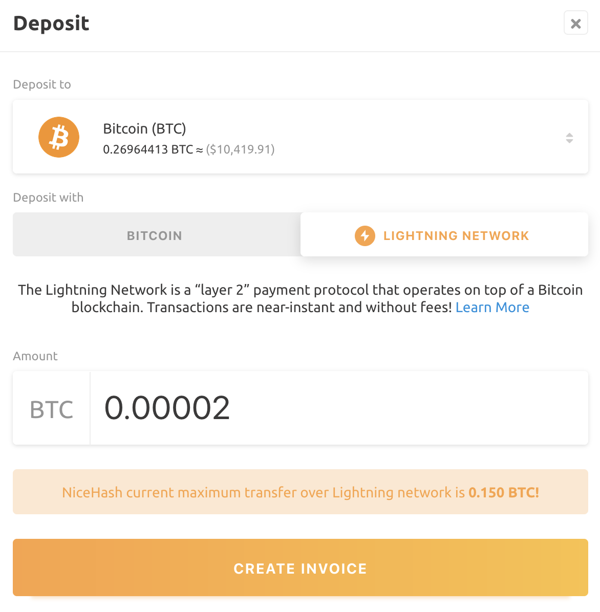 BTC deposit & withdrawal | NiceHash