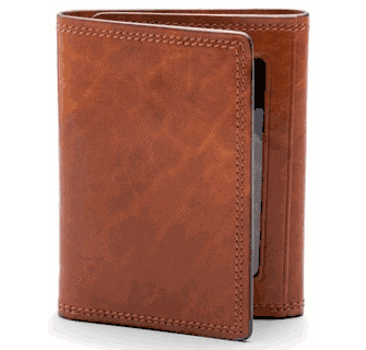 OLD LEATHER DOUBLE ID RFID TRIFOLD WALLET - AMBER – TJ Bailey's