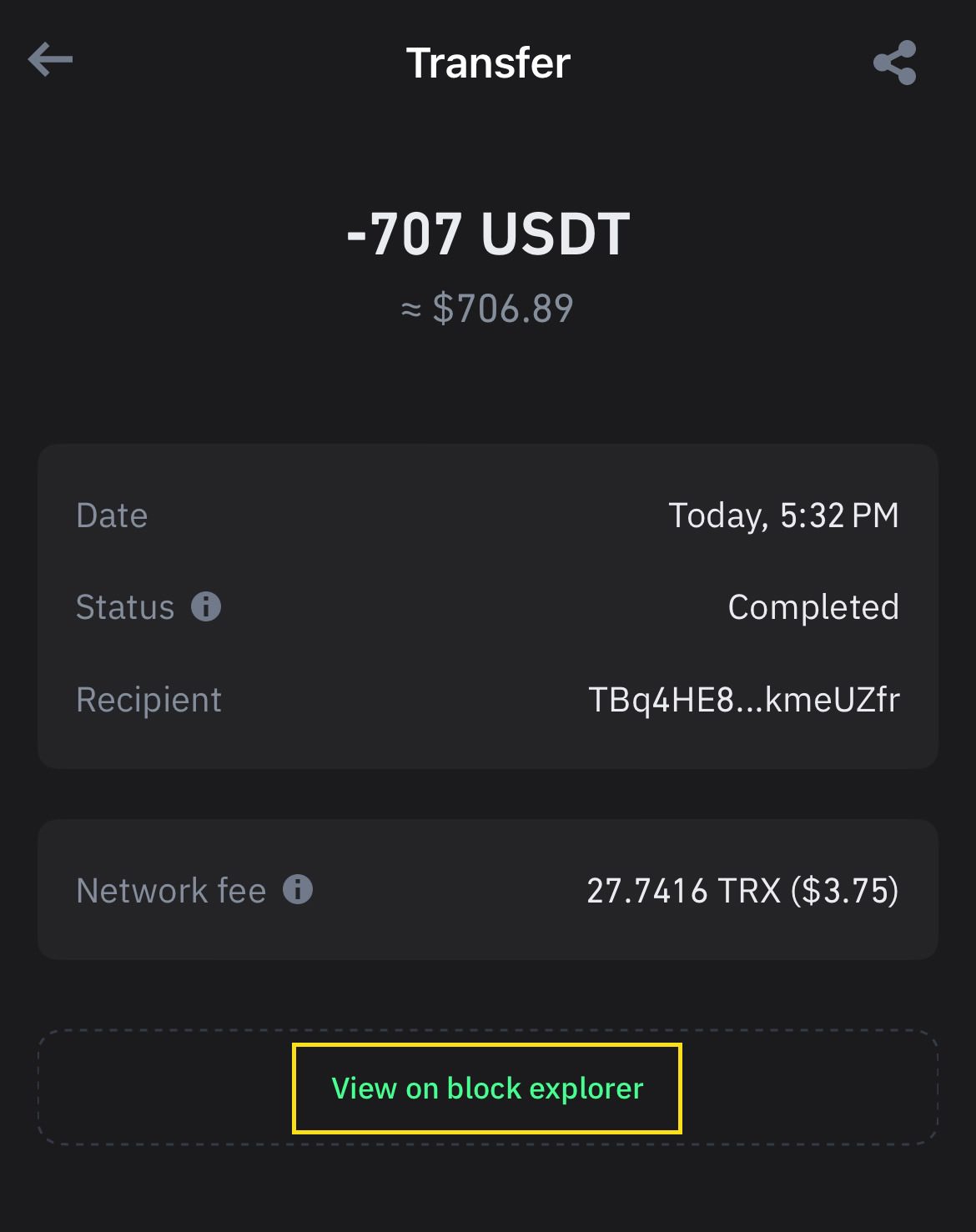 Tether USD (USDT) - Emerald_Mainnet - BlockScout