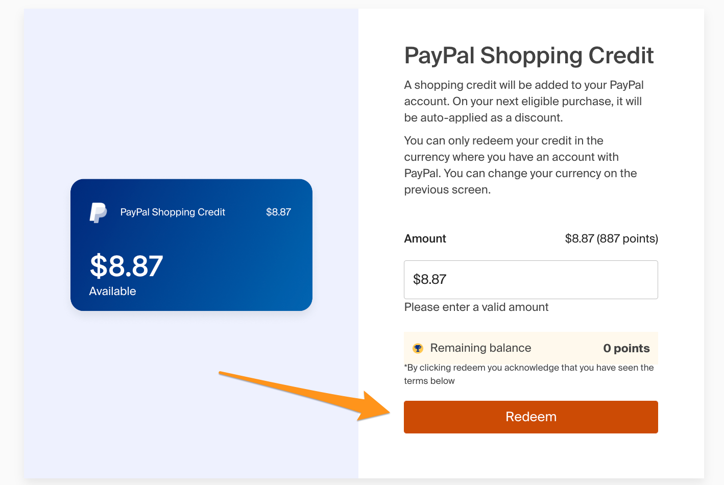 Redeeming PayPal Rewards to PayPal - Honey