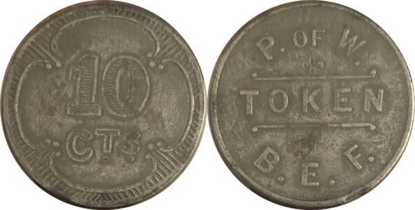 WW1. Prisoner of War token. 10 cents. B.E.F. – Coins4all