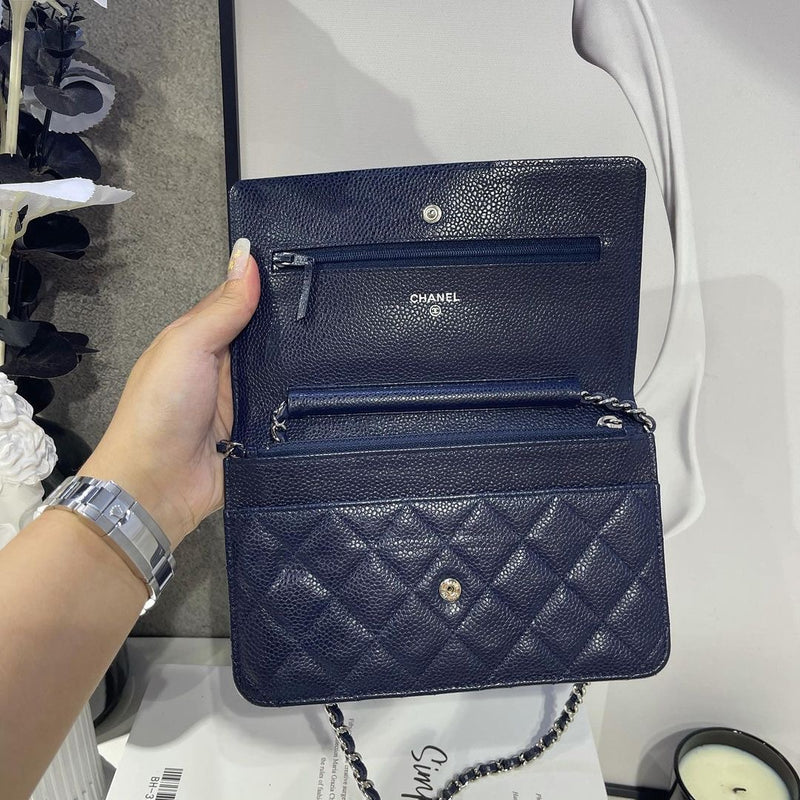 Chanel - Navy Blue Wallet On Chain - Trendy - Lambskin - GHW | Bagista