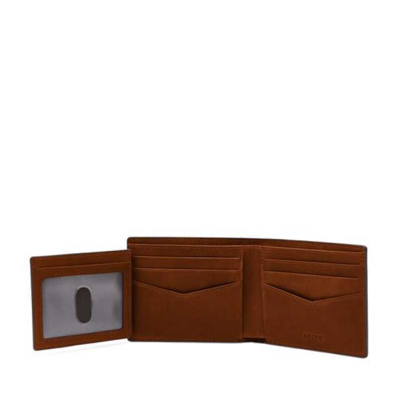 Men's Fossil Brown FIU Panthers Leather Ryan RFID Flip ID Bifold Wallet