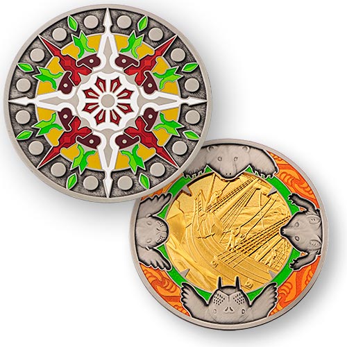 Polynesian compass rose geocoin