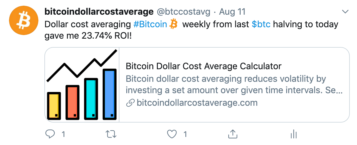 Dollar Cost Averaging Bitcoin Calculator